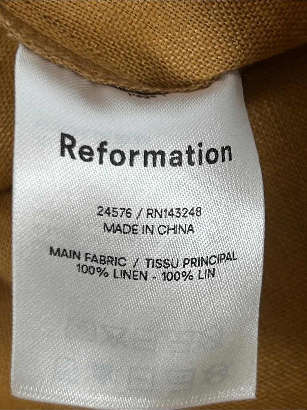 Reformation Brown 100% Linen Cropped Straight Leg Pants 0